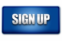 Sign Up 3D Blue Button on White Background